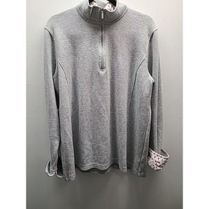 ORVIS 1/4 Zip Shirt Mens XXL 2XL Gray Long Sleeve Mock Neck Flip Cuff Ribbed